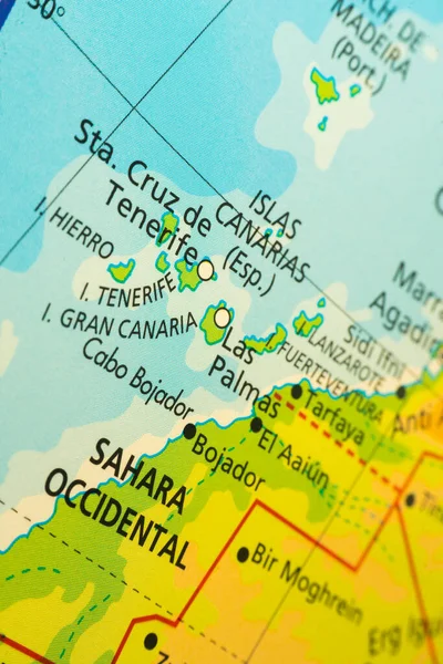 Mapa Orográfico Las Islas Canarias España Sahara Occidental Con Referencias — Foto de Stock