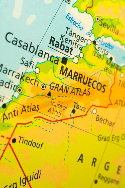 Mapa Orográfico Maruecos Con Referencias Español Concepto Cartografía Viajes Geografía — Foto de Stock