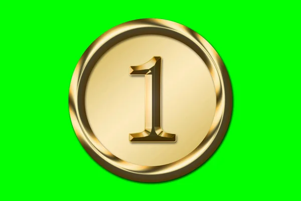 Number Gold Golden Circle Green Background Graphic Resource Concept — Foto de Stock