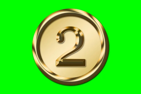 Number Gold Golden Circle Green Background Graphic Resource Concept — Zdjęcie stockowe