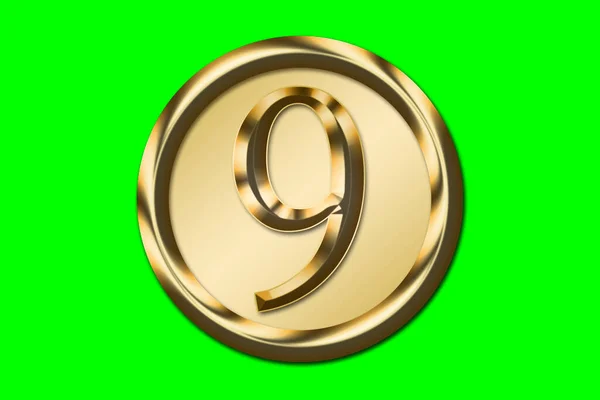 Number Gold Golden Circle Green Background Graphic Resource Concept — Fotografia de Stock