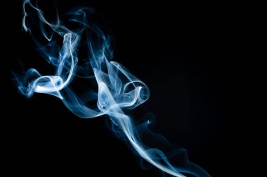 Abstract shape of colored Smoke on a black background. copy space.