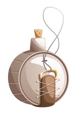 Turizm ve açık hava aktiviteleri için çizilmiş deri bir matara..