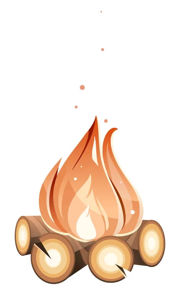 Illustration of a campfire on firewood with sparks. — Stock Vector