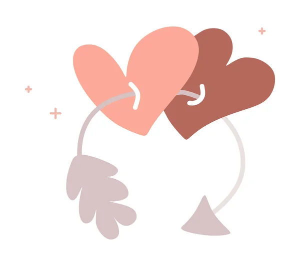 Une paire d'amants percés d'une flèche de cœur — Image vectorielle