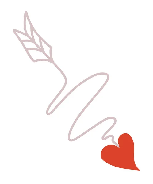 Flèche incurvée avec pointe rouge en forme de cœur idéal pour la Saint-Valentin, 8 mars — Image vectorielle