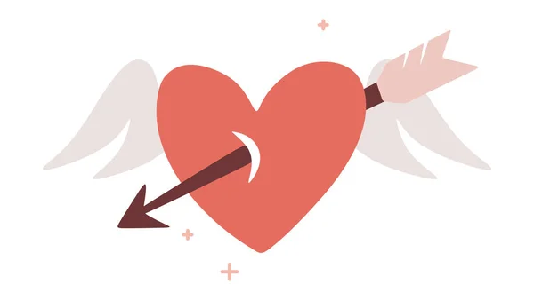 Coração ferido por uma flecha grande para Dia dos Namorados, 8 de março — Vetor de Stock