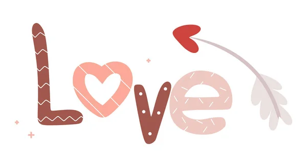 Inscription d'amour avec flèche d'amour grande pour la Saint-Valentin, Mars 8 — Image vectorielle