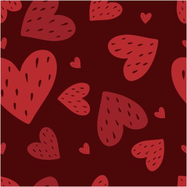 Sevgililer Günü kutlaması. Güzel aşksız vektör arka plan. Düz kırmızı kalp deseni.