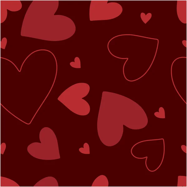 Valentine day celebration of beautiful love seamless vector background flat red hearts pattern — стоковый вектор