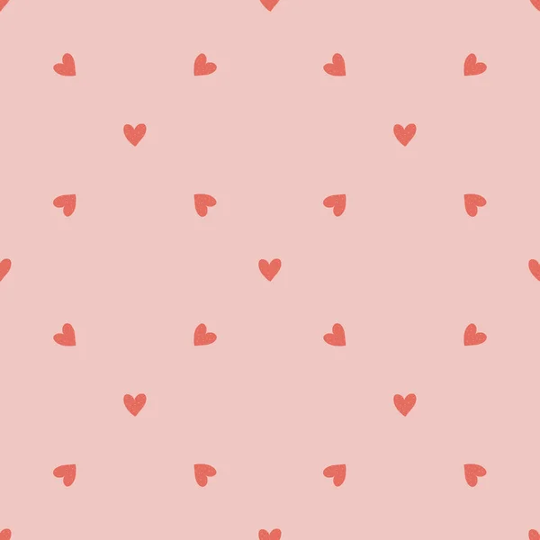 白い背景に小さな赤い心を持つベクトルシームレスなパターン。バレンタインデーの背景。抽象的な幾何学的なテクスチャ、繰り返しタイル。恋愛テーマが好き。装飾、織物、ギフト紙のための最小限のデザイン — ストックベクタ