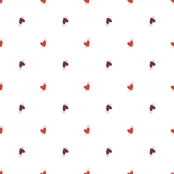 Vector seamless pattern with small red hearts on white backdrop. Valentines day background. Abstract geometric texture, repeat tiles. Love romantic theme. Minimal design for decor, textile, gift paper — Wektor stockowy