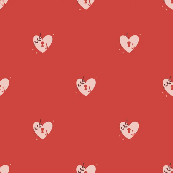 Vector seamless pattern Happy Valentines Day Heart with chain on the padlock. Romantic background. Love, relationship, dating concept. Greeting card. Design for banner, poster or print. — Wektor stockowy