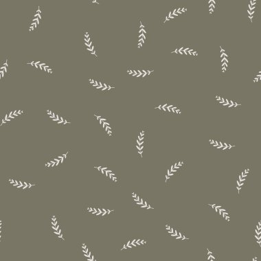 Yaprak dalları, dallar, ağaç dalları, dikişsiz desenler bırakır. Botanik geçmişi. Düz çizim. Moda tasarımı.