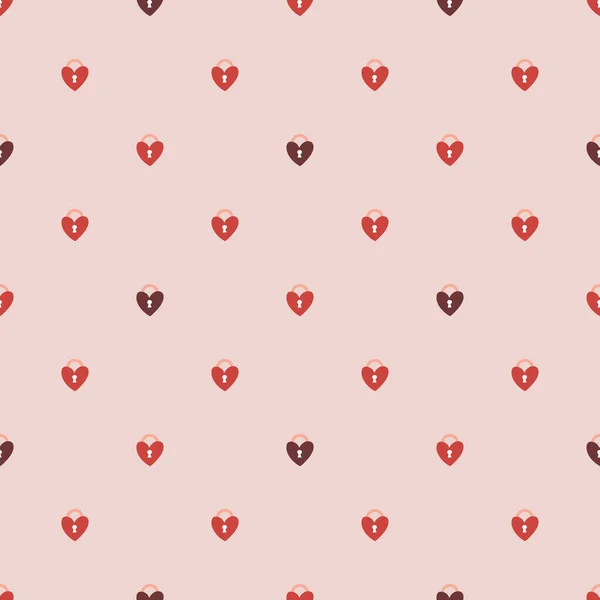 Vector seamless pattern Happy Valentines Day Heart with chain on the padlock. Romantic background. Love, relationship, dating concept. Greeting card. Design for banner, poster or print. — Wektor stockowy