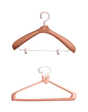 İki elbise askısı seti. Ayrıntılı vektör illüstrasyonu.