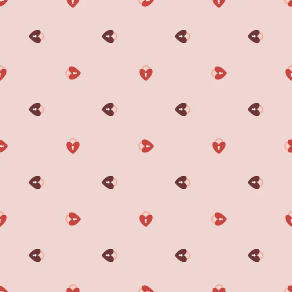 Vector seamless pattern Happy Valentines Day Heart with chain on the padlock. Romantic background. Love, relationship, dating concept. Greeting card. Design for banner, poster or print. — Stock vektor