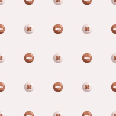 Beyaz arka planda kusursuz düğme deseni. Ambalaj tasarımı, markalaşma ve dikiş temalı web siteleri için mükemmeldir..