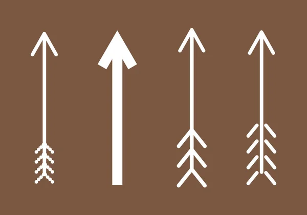Set van vier abstracte eenvoudige witte pijlen — Stockvector