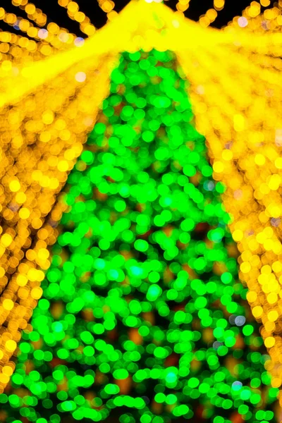 Defocused Lights Christmas Tree Night City New Year Street Decorations — Stock Photo, Image