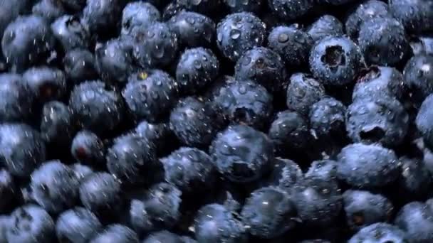 Frische Blaubeeren im Hintergrund rotieren in Zeitlupe. Blueberry antioxidatives Bio-Superfood im Schüsselkonzept für gesunde Ernährung und Ernährung. Erntekonzept — Stockvideo