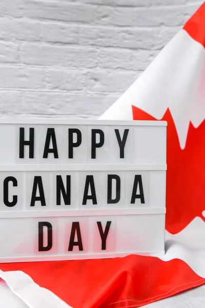 National Flag Canada Lightbox Text Happy Canada Day Canadian Flag — Stock Photo, Image