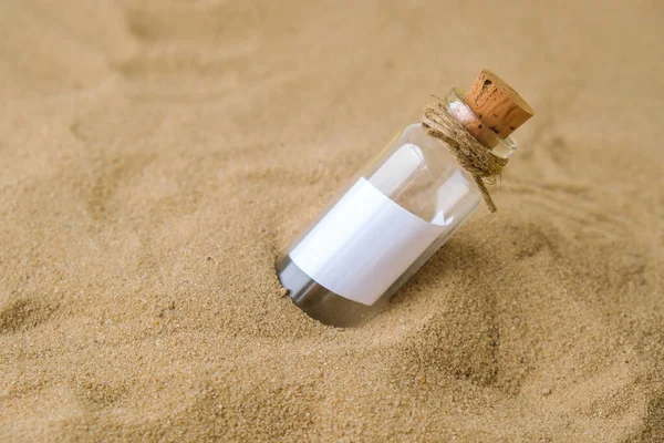 Letter Bottle Beach Island Lifestyle Paper Message Glass Bottle Cork — Stock Photo, Image