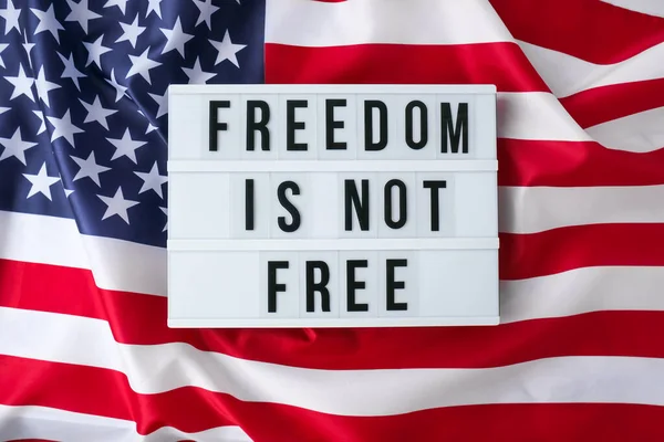 Amerikansk Flagga Lightbox Med Text Freedom Inte Gratis Flagga Usa — Stockfoto