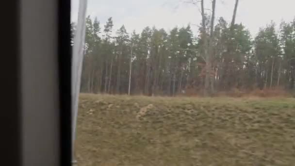 Pohled Železniční Trať Okna Rychlovlaku Interiér Pohled Vlaky Prázdné Okno — Stock video