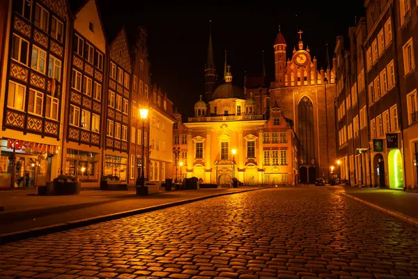 Gdansk Lengyelország Május 2022 Városkép Gdansk Szent Mária Bazilika Városháza — Stock Fotó
