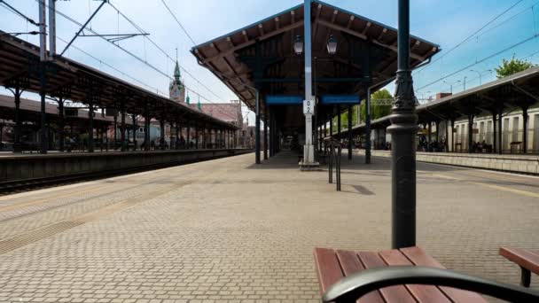 Gdansk Poland May 2022 Timelapse Trains Gdansk Glowny Railway Station — Wideo stockowe