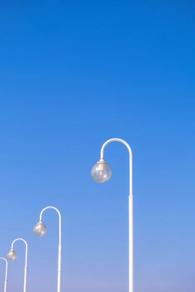 Street Lights Daytime Blue Sky Background Creative Abstract Pattern Photo — Zdjęcie stockowe