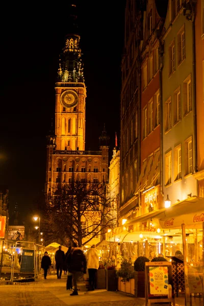 Gdansk Polonya Mayıs 2022 Dlugi Targ Dluga Caddesi Nin Gece — Stok fotoğraf