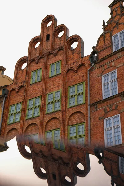 Starożytna Architektura Starego Miasta Gdańsku Piękne Kolorowe Stare Domy Historycznej — Zdjęcie stockowe