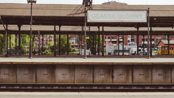 Gdansk Poland May 2022 Timelapse Trains Gdansk Glowny Railway Station — Vídeo de Stock