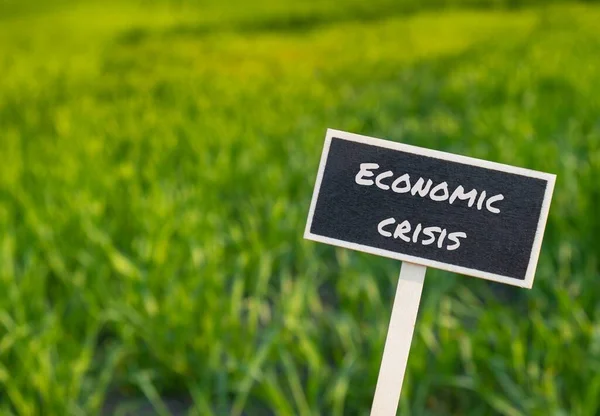 Tájékoztató Címke Felirat Szöveges Economic Crisis Ellen Disocused Agriculture Field — Stock Fotó