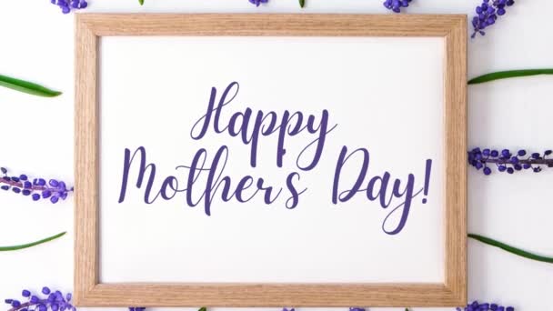 Zoom Out Happy Mothers Day Σύνθεση Κάρτας Επίπεδη Θέα Μπλε — Αρχείο Βίντεο