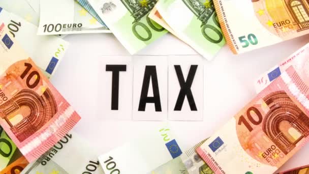 Zoom Avant Arrière Euro Money Frame Avec Tax Mot Iscription — Video