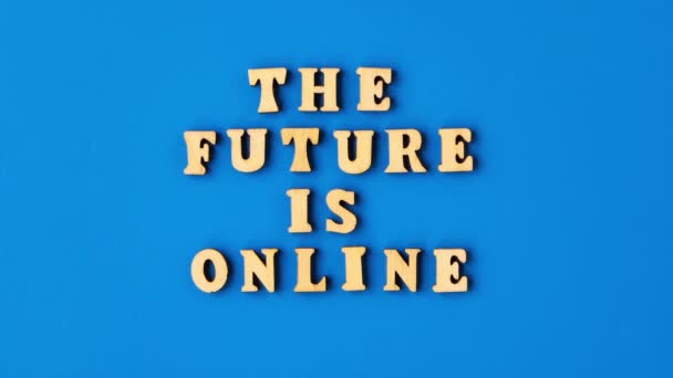 Zoom Ind Fremtiden Online Tekst Med Mobiltelefon Teknologier Arbejdspladsen Fremtiden – Stock-video
