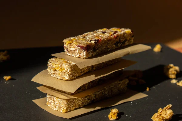 Homemade Natural Granola Energy Bar Variety Homemade Protein Granola Breakfast — Stock Photo, Image