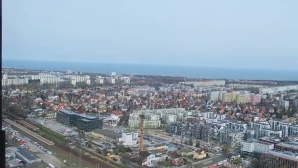 Flygfoto Från Ovan Drone Kollektivtrafik Scen Gdansk Oliva Star Business — Stockvideo