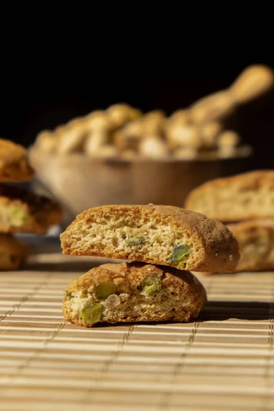 Biscotti Cantuccini Cookie Biscuits Фістахіями Лимонним Шкідником Shortbread Здорова Їжа — стокове фото