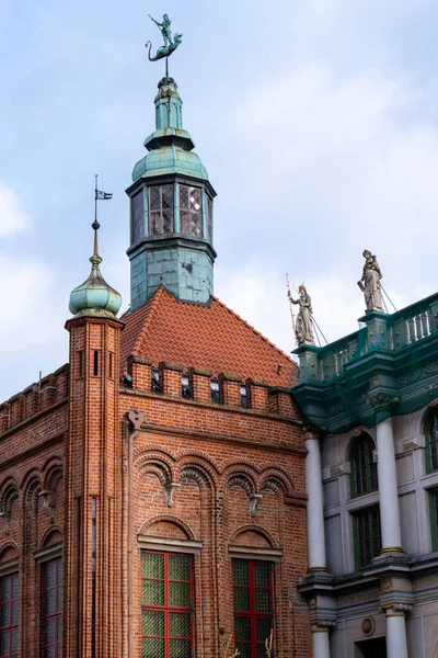 Starożytna Architektura Starego Miasta Gdańsku Piękne Kolorowe Stare Domy Historycznej — Zdjęcie stockowe