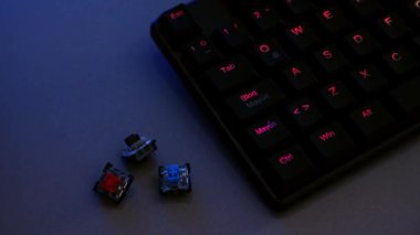 Mechanical keyboard with red, blue and brown switches