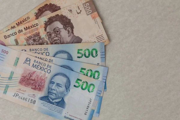 Grupo 500 Pesos Mexicanos Contas Novas Antigas Contas — Fotografia de Stock