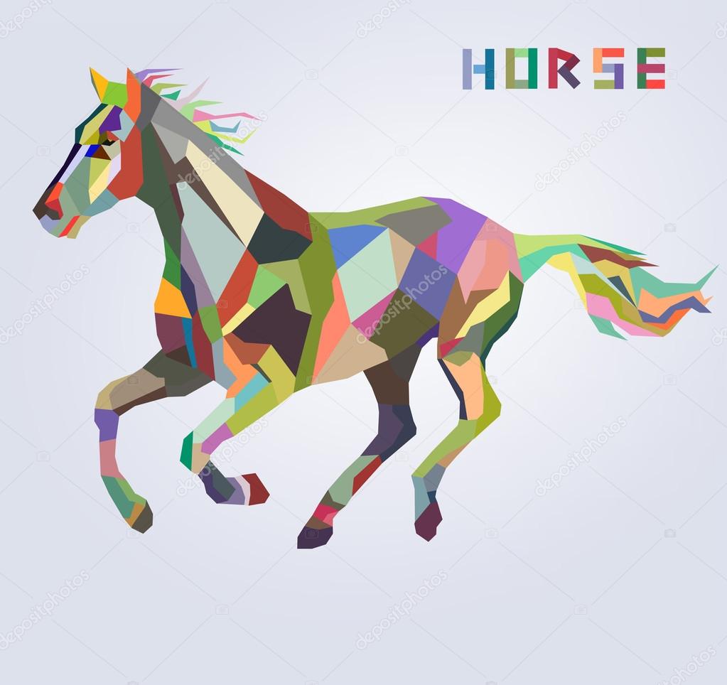 Horse symbol of New Year 2014 trendy hipster style vector
