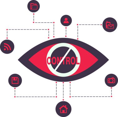 Total Control Spy surveillance technology Vector Icons clipart