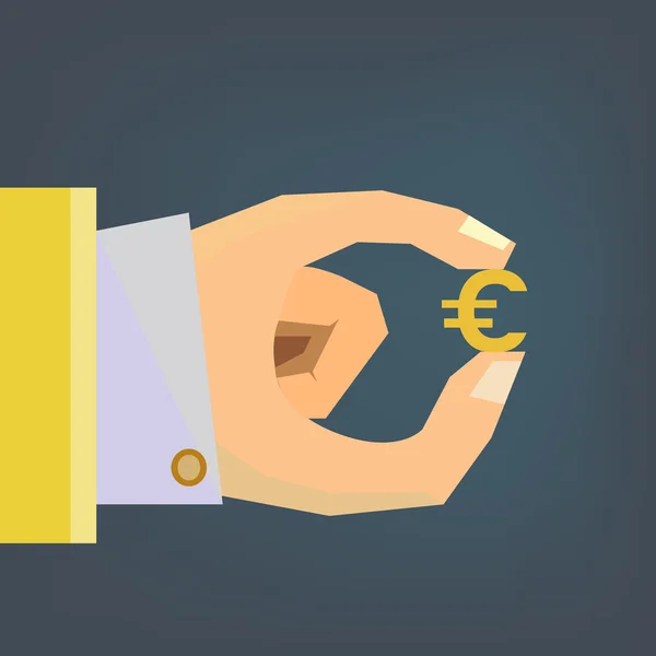 Hand met euro geld symbool financiële business concept trendy stijl in vector — Stockvector