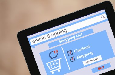 teknoloji e-ticaret konsept illüstrasyon kavramı ve bilgisayar alışveriş online