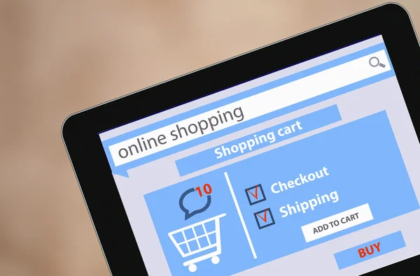 Concetto di Shopping Online e Informatica e-commerce concetto illustrazione — Foto Stock